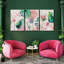 Ensemble de 3 pièces florales et botaniques avec jolies fleurs tropicales sur toile-67984806