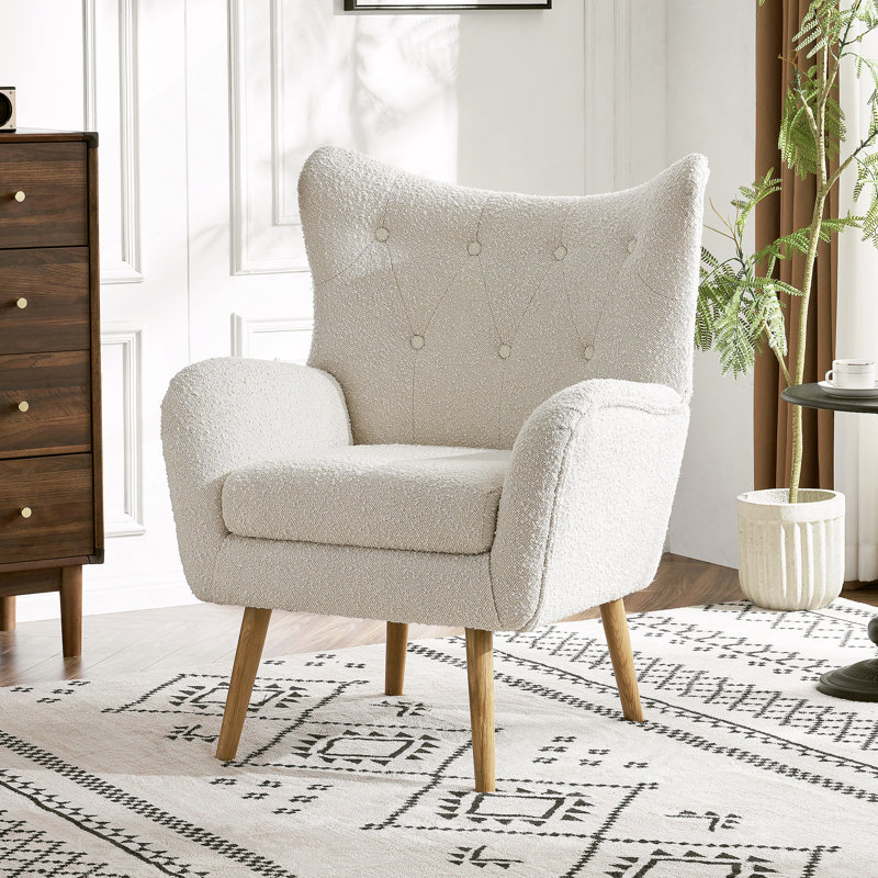 Chaise avec accoudoirs en velours Seigfried, Naturel, Amande
