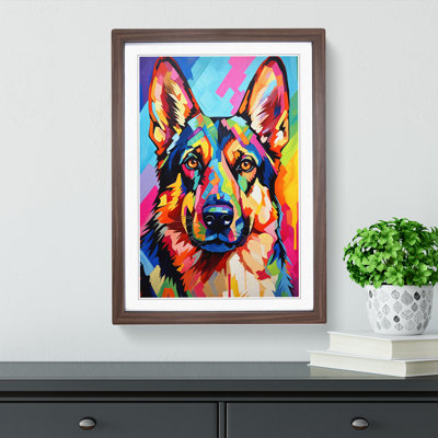 German Shepherd Futurism - Framed Print