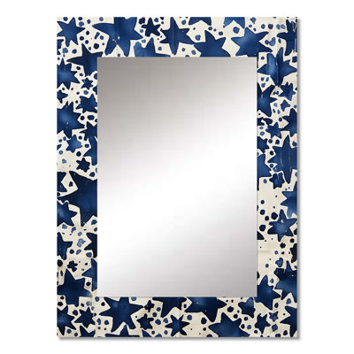 Starry night skies - Abstract Shapes Large Mirror, Blue Decorative Wall Mirror, Printed Metal Art