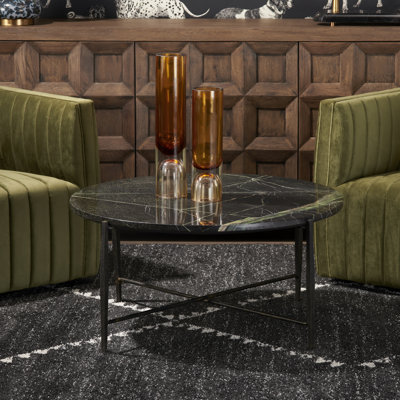 Table basse ronde en marbre vert