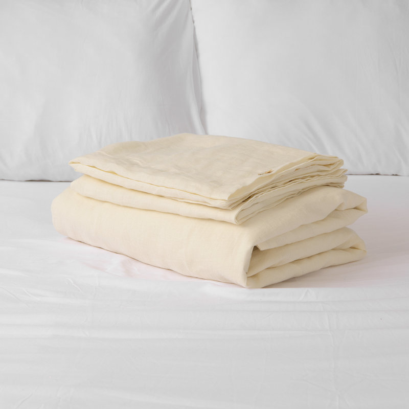Modern & Contemporary Cotton Duvet Cover, Ivory, Queen Duvet Cover + 2 Standard Shams