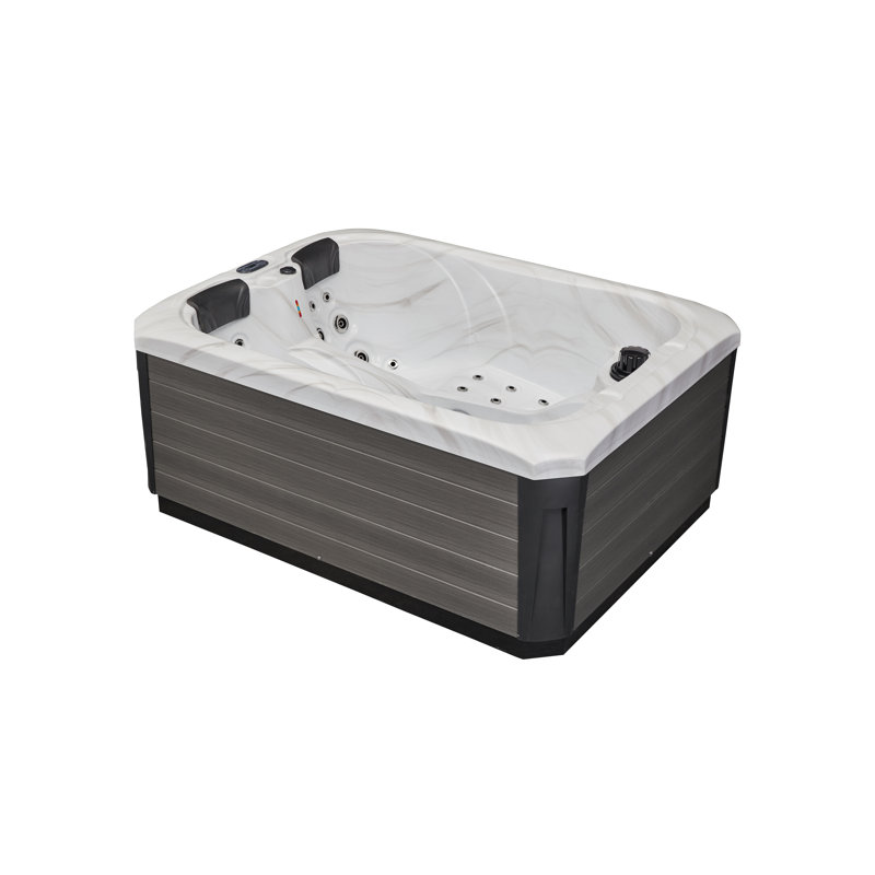 Gray Acrylic 3-Person Rectangle Hot Tub with LED Lighting