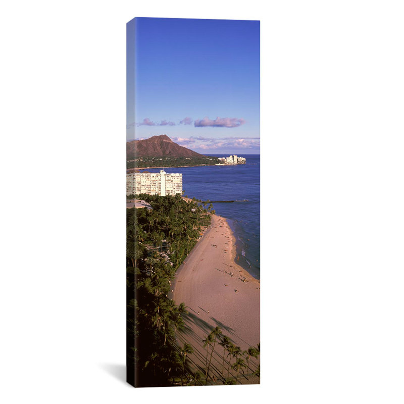 Bâtiments au bord de l'eau, Honolulu, Oahu, Honolulu County, Hawaii - reproduction de photo sur toile tendue, Toile tendue