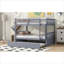 Structure de lit superposé convertible en bois d'hévéa massif gris ardoise double avec échelle gigogne et garde-corps pour la chambre à coucher
