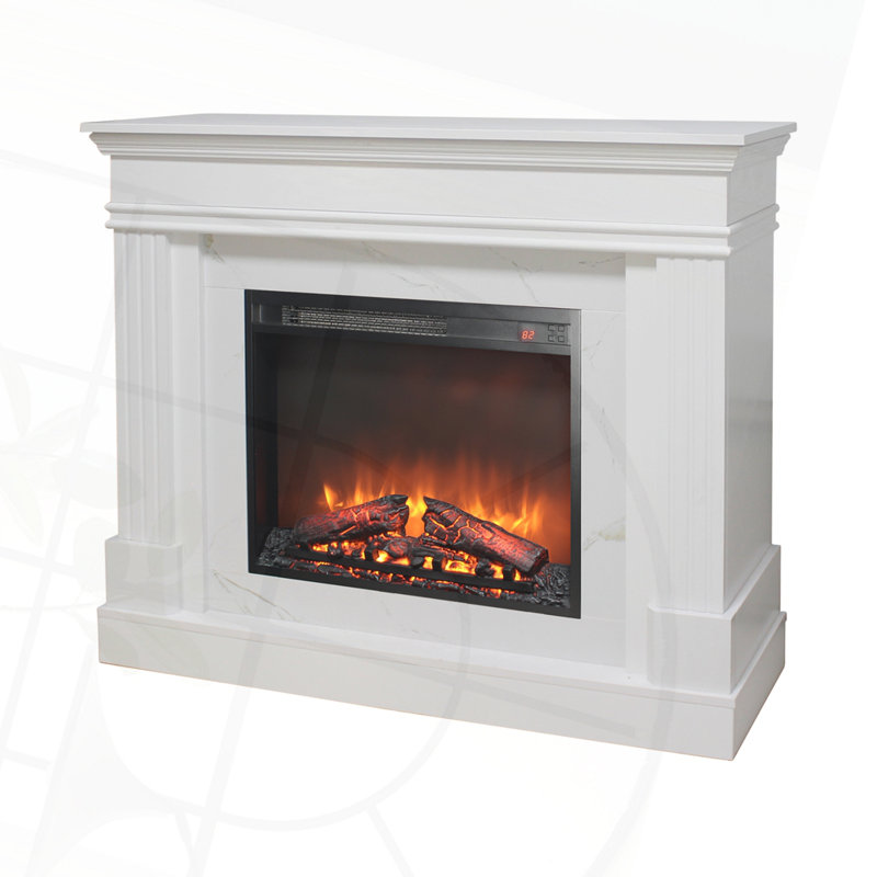 44" Electric Fireplace With Mantel, Jasmine White
