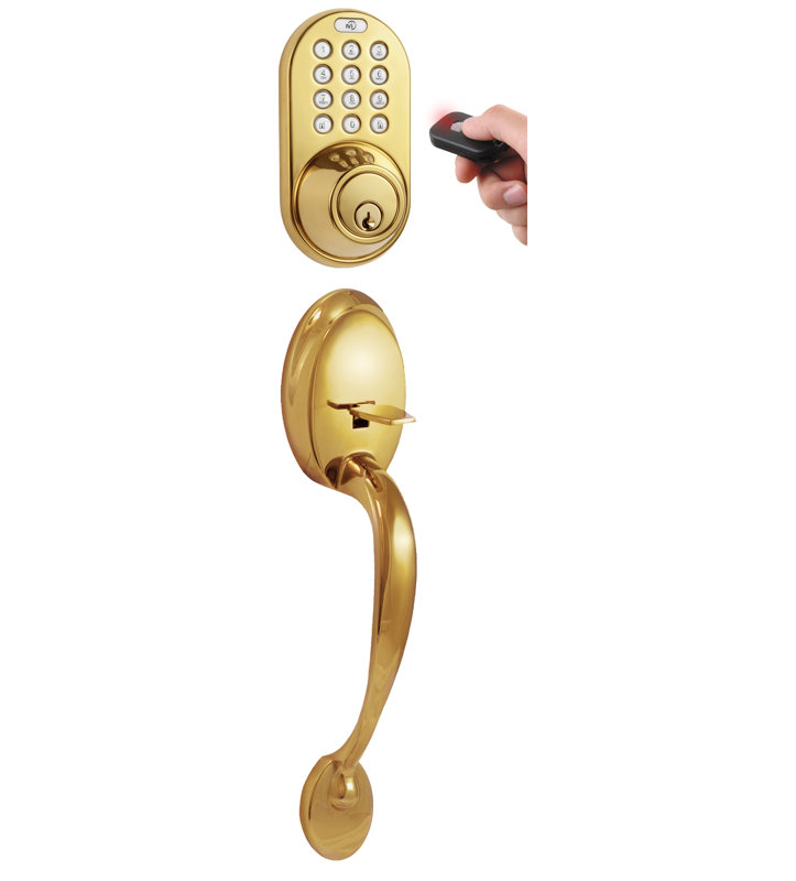 Ensemble de poignées X-Series avec pêne dormant électronique intelligent et porte et rosette, Laiton poli