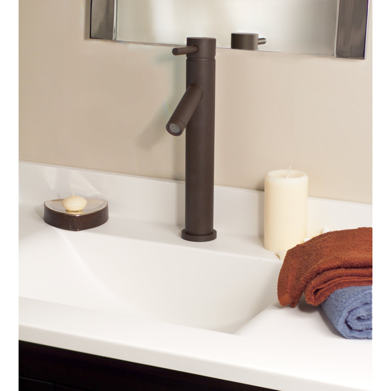 East Linear Single Hole Vessel Faucet, Flat Black
