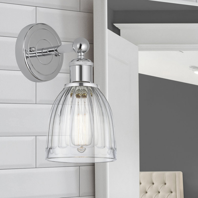 Caroleen Armed Sconce, Clear, Polished Chrome