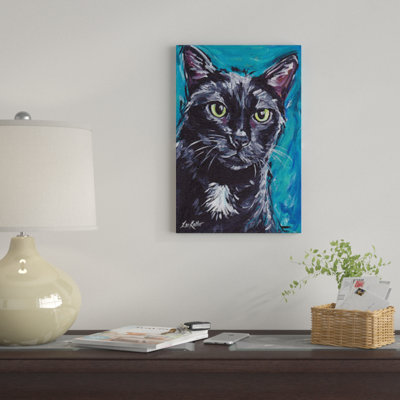 « expressif black cat » par hippie hound studios, impression sur toile tendue