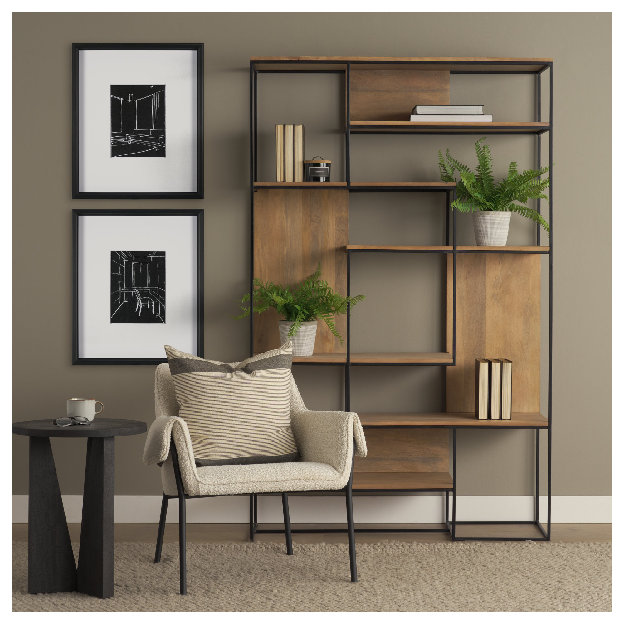 Narrow Bookcase, Light Brown/Black