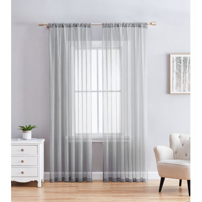 Paire de rideaux transparents avec passe-tringle Terylene