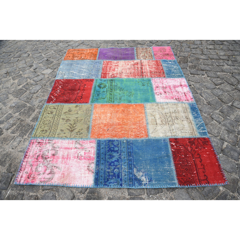 Tapis turcs, tapis 5 pi x 6,3 pi, tapis neutre, tapis géométrique, tapis bohème, tapis rouge, tapis rétro