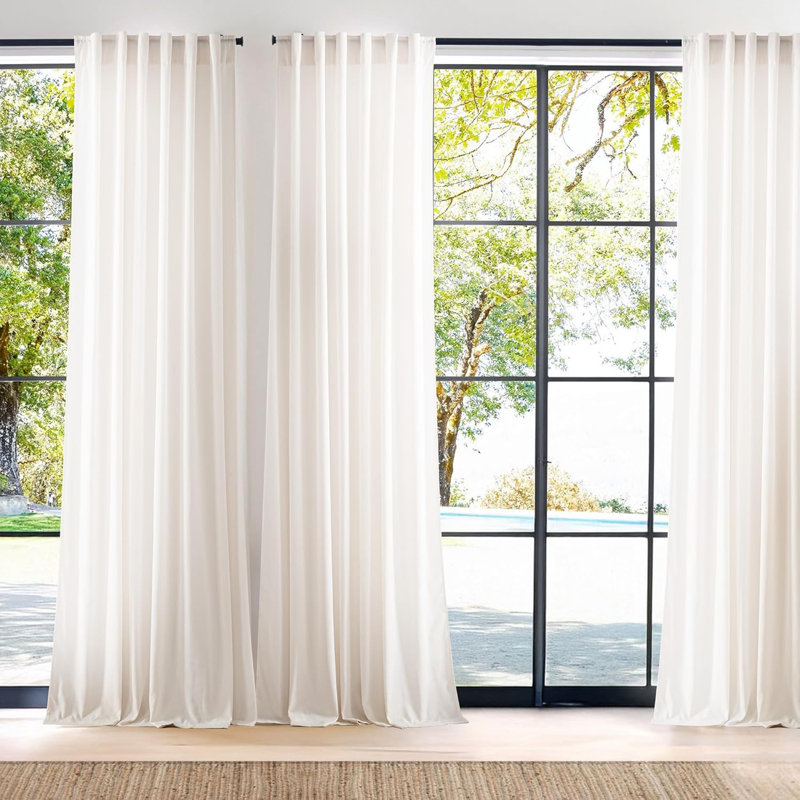 NICETOWN Cotton Curtains 2 Panels Set, Thick Organic Flax Belgian Linen Blend Privacy Window Drapes Rod Pocket & Back Tab with Light Filtering for Bedroom/Living Room