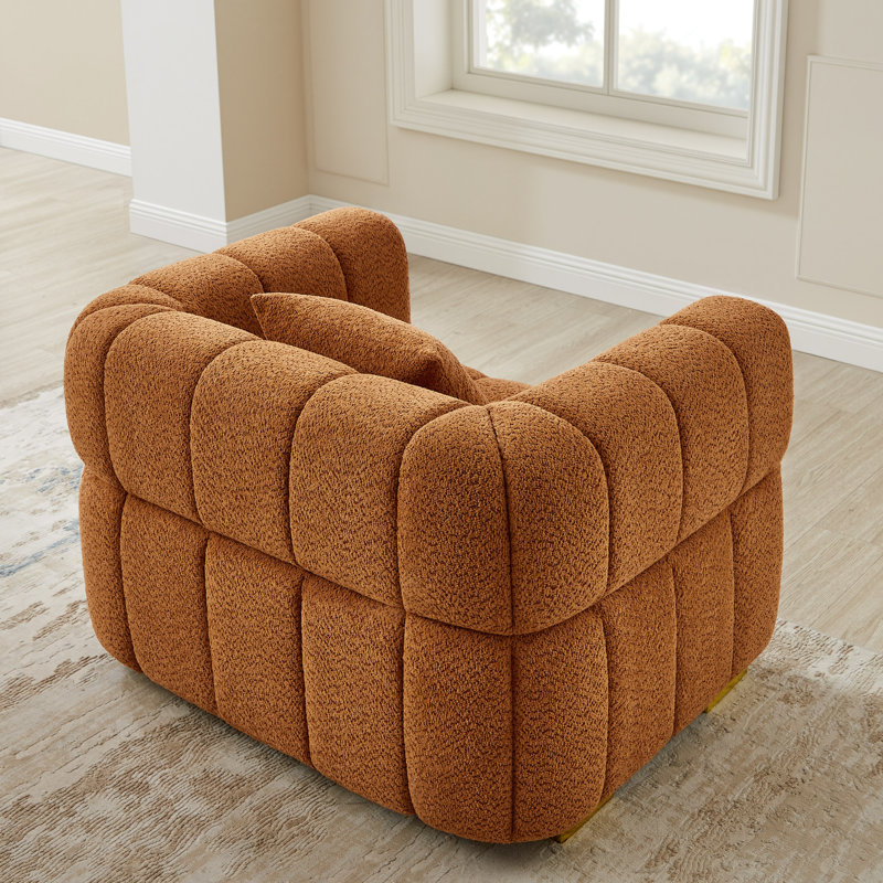 44In Oversized Boucle Tufted Accent Chair, Curry