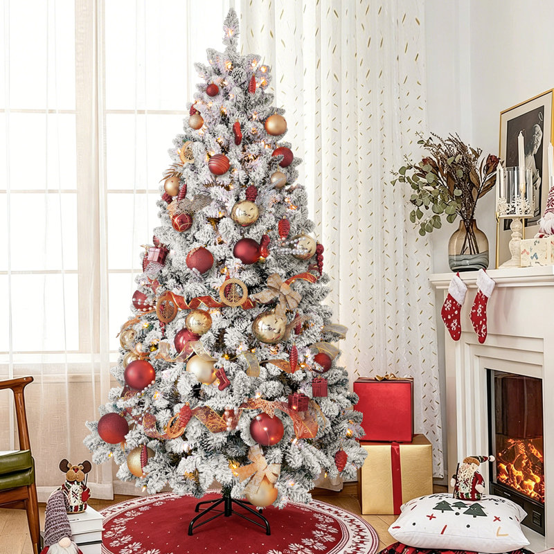 Arbre de Noël enneigé avec pomme de pin, 5'