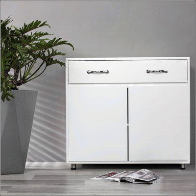 Two Door Side Table-White