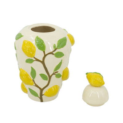 Pot en céramique blanc avec motif ludique 8,7 x 8,7 x 15 po