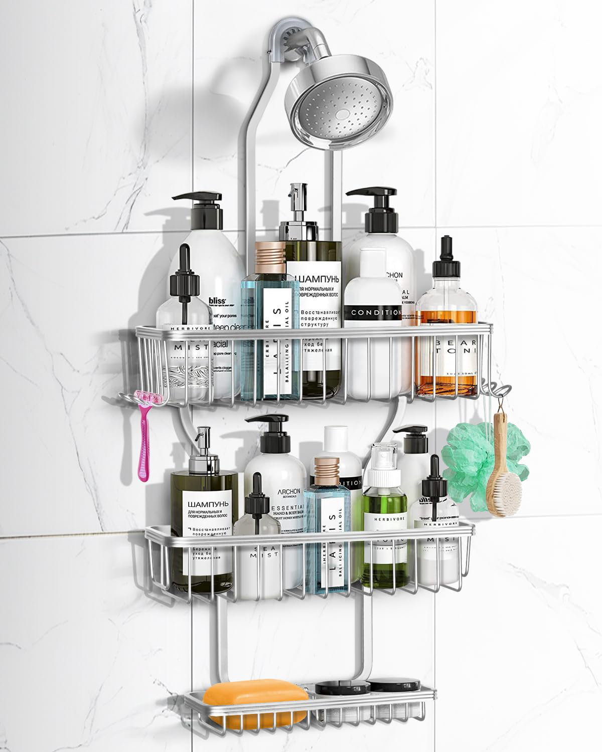 Latitude Run® Shower Caddy Hanging - Never Rust Shower Hanging ...