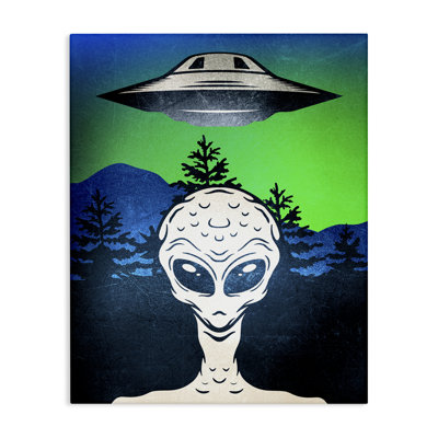 Alien et toile de scène OVNI, design par Kim Allen