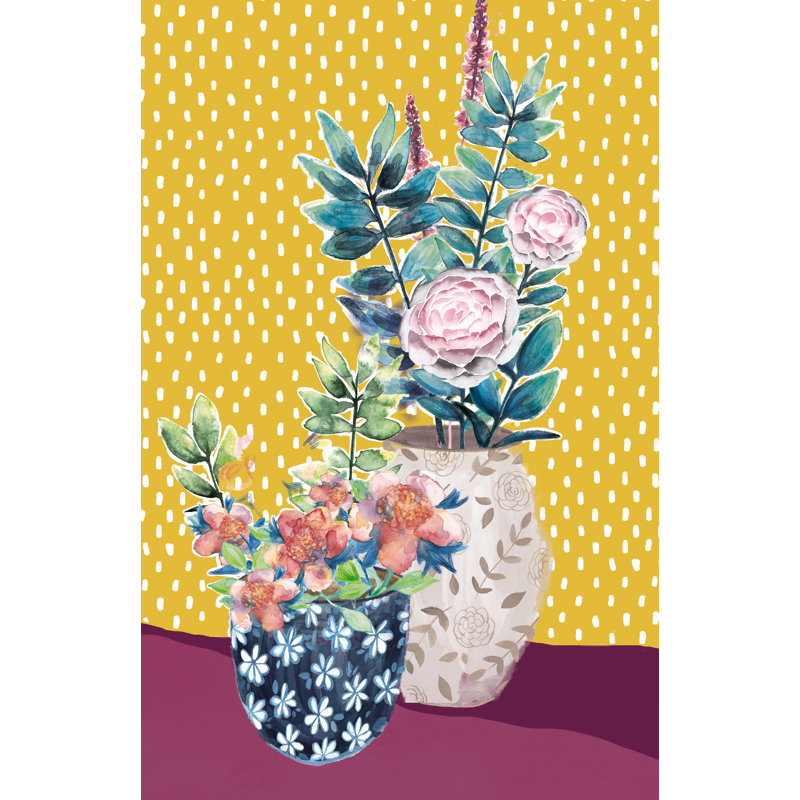Patterned Flower Pots - Painting Print, 76cm H x 51cm W, Wrapped Canvas
