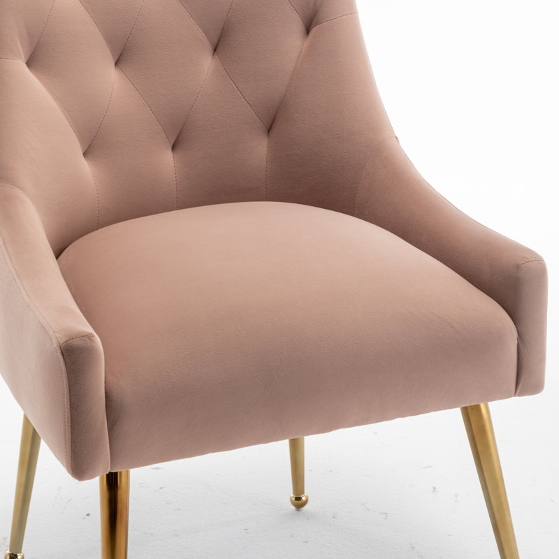 Mayreli Tufted Velvet Upholstered Side Chair, Pink