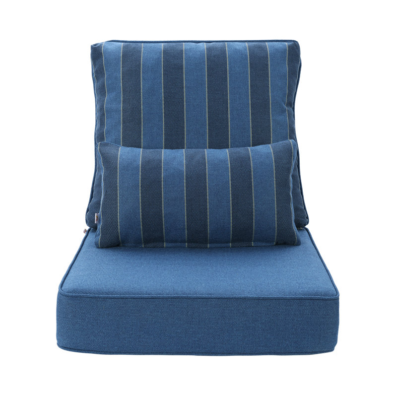  Coussin de siège / dossier d'extérieur, L 24 po x P 24 po, Rayures bleues
