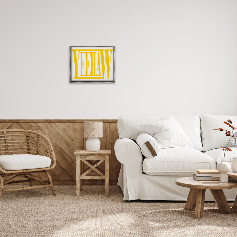 «Yeehaw Yellow Typographie» par Grace Popp sur, H 17 po x l 21 po, Cadre flottant gris lustré