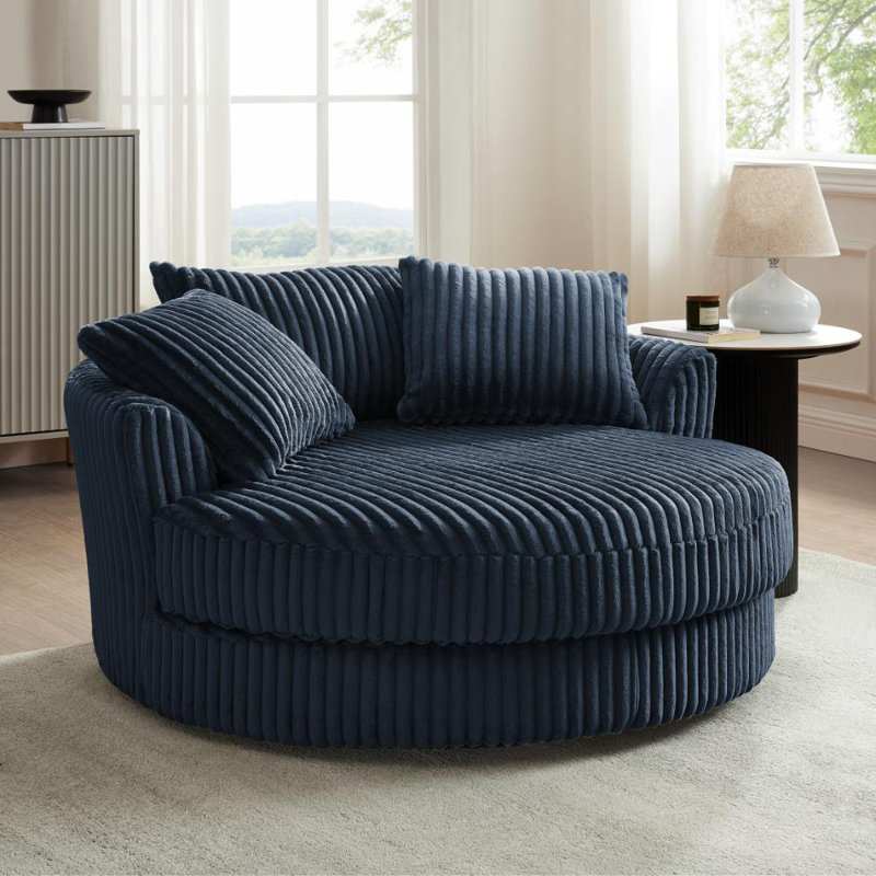 Skyler Upholstered Teddy Swivel Armchair, Blue