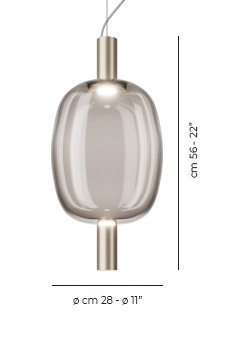 Riflesso 1 - Light LED Pendant, Smoky Transparent, Matte Gold