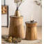 Rustic Reclaimed Wood Round Accent Side Table with Tapered Base