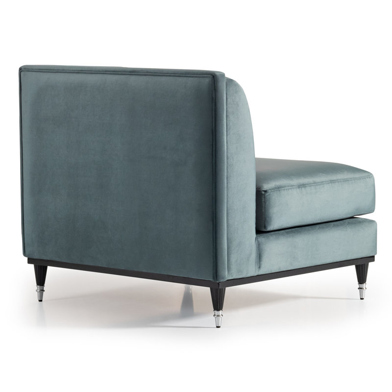 La Francaise 39'' Wide Slipper Chair, Teal Blue Velvet