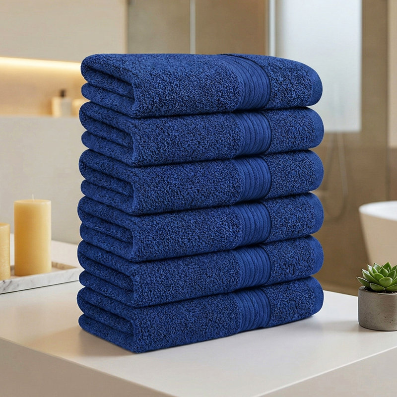 Essuie-mains à séchage rapide 100% coton 600 g / m² , Bleu marine