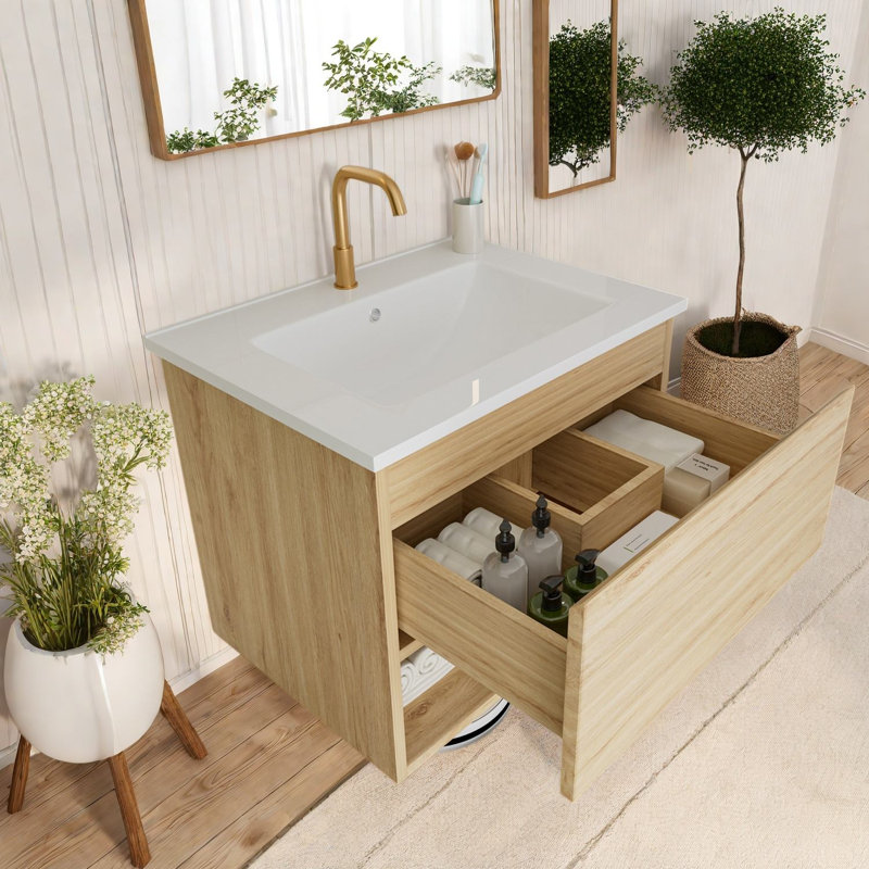 Meuble-lavabo moderne avec rangement, 24 po