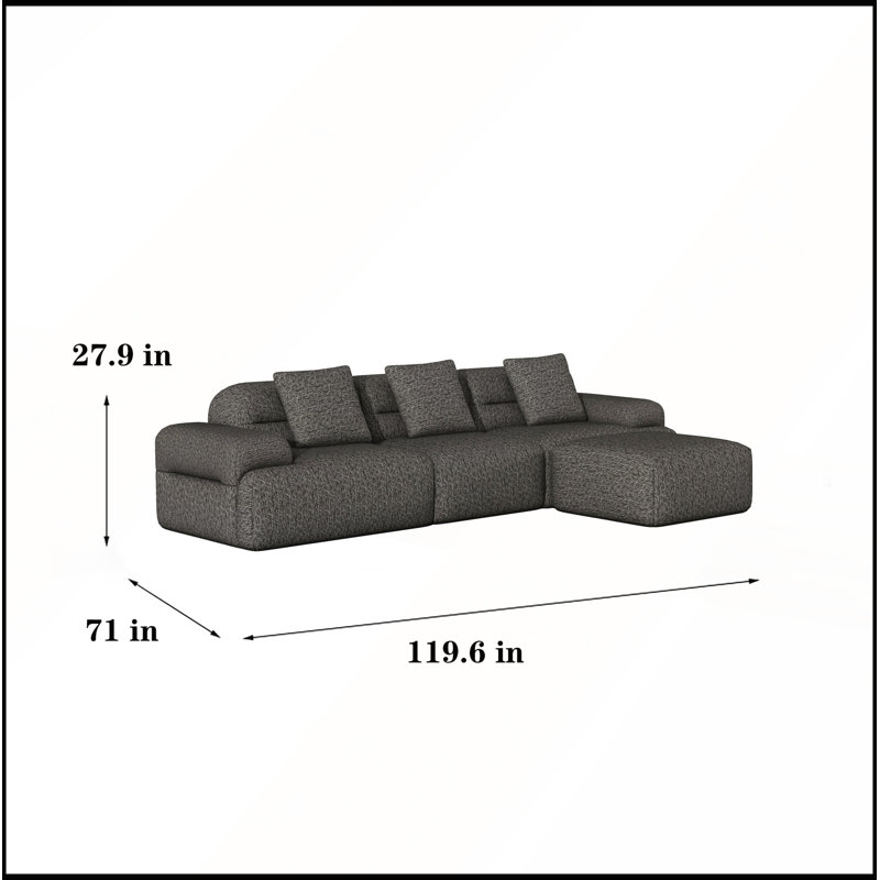 Canapé modulaire avec repose-pieds modulaire Modern Cloud, DARK GREY Corduroy, DARK GREY