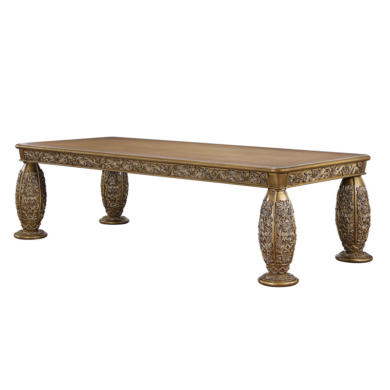 Table de salle à manger en bois exquise avec volutes complexes et fabrication robuste