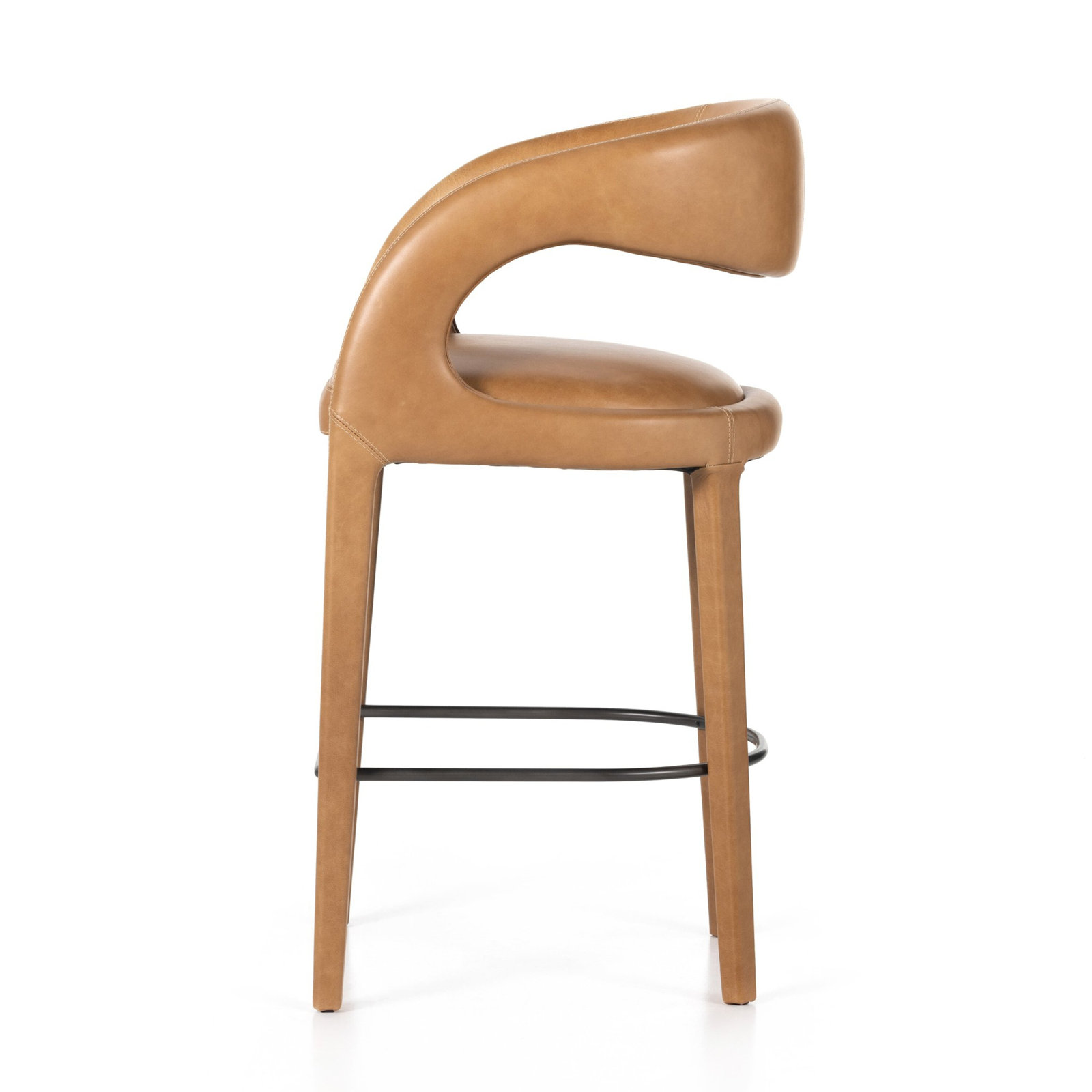 Geoffrey Bar and Counter Stool, Bar Stool (30.51" Seat Height), Sonoma Butterscotch/Top Grain Leather