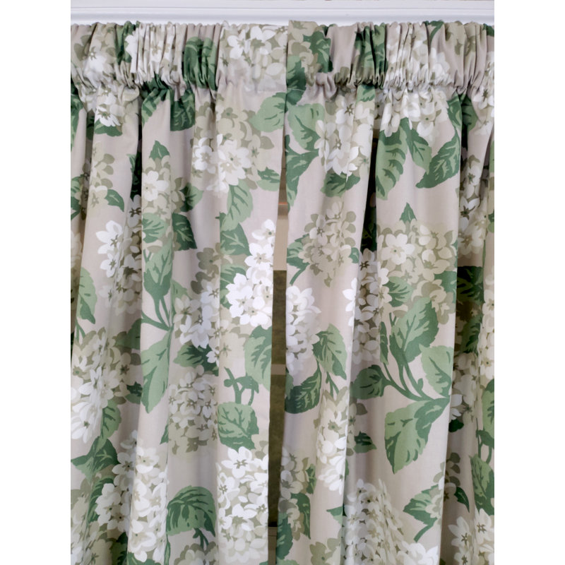Hydrangea Cotton Blend Room Darkening Curtain Pair, Navy, 50" W x 84" L
