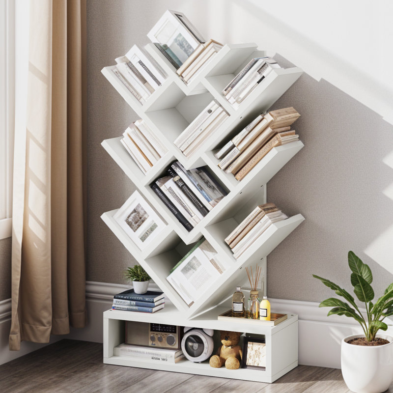 103cm H x 57cm W Geometric Bookcase, White