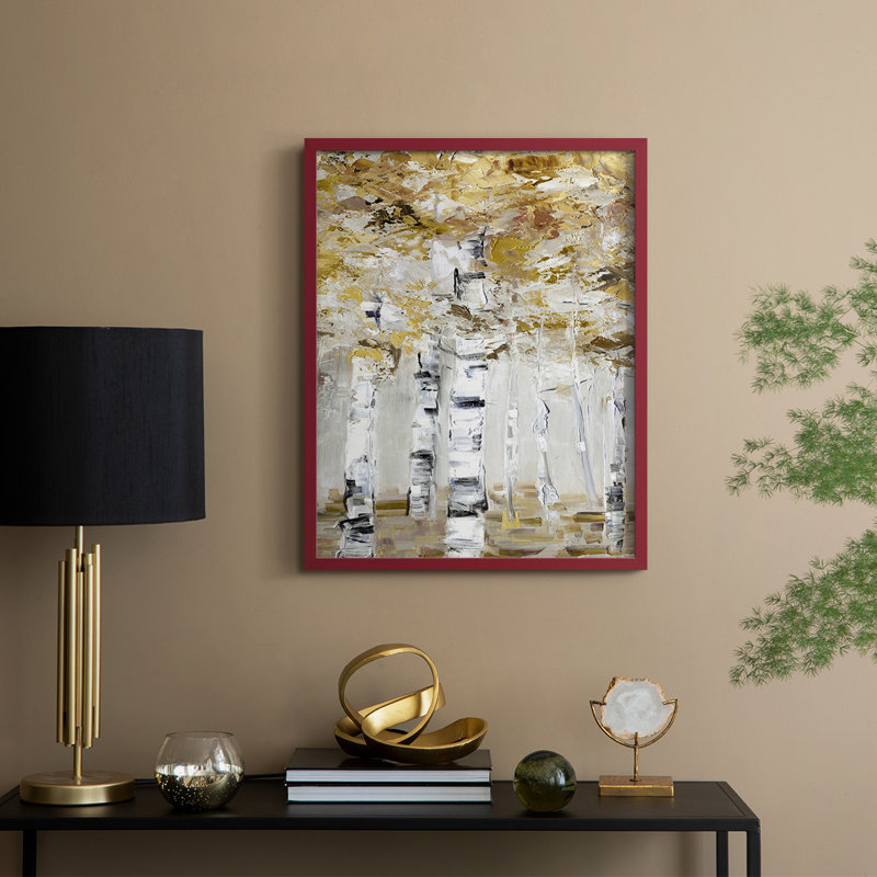 «Neutral Birch I», reproduction encadrée - bois massif, H 11 po x l 9 po, Rouge