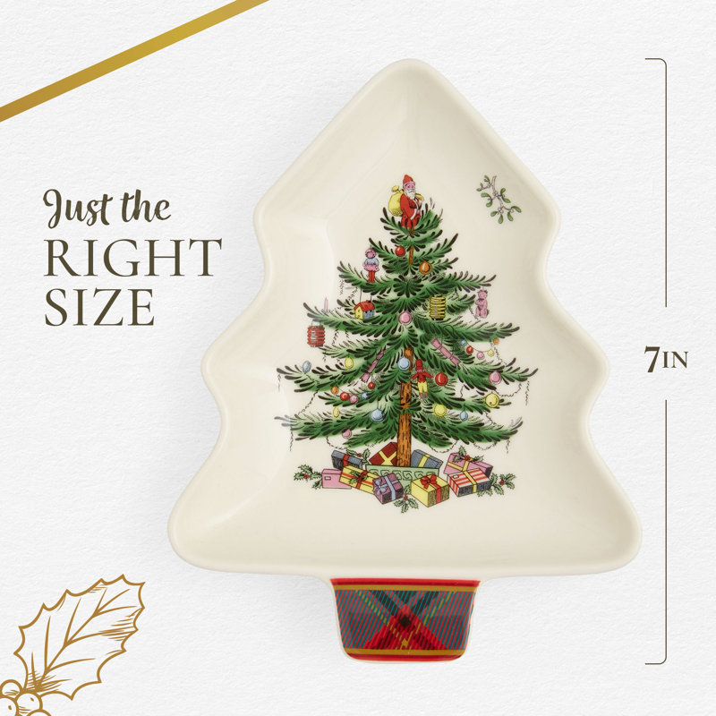 Spode Christmas Tree Tartan Spoon Rest 7"