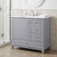 Meuble-lavabo sur pied 36 po en bois massif et panneau de fibres à densité moyenne gris avec lavabo et rangement en céramique-134592071-134592077