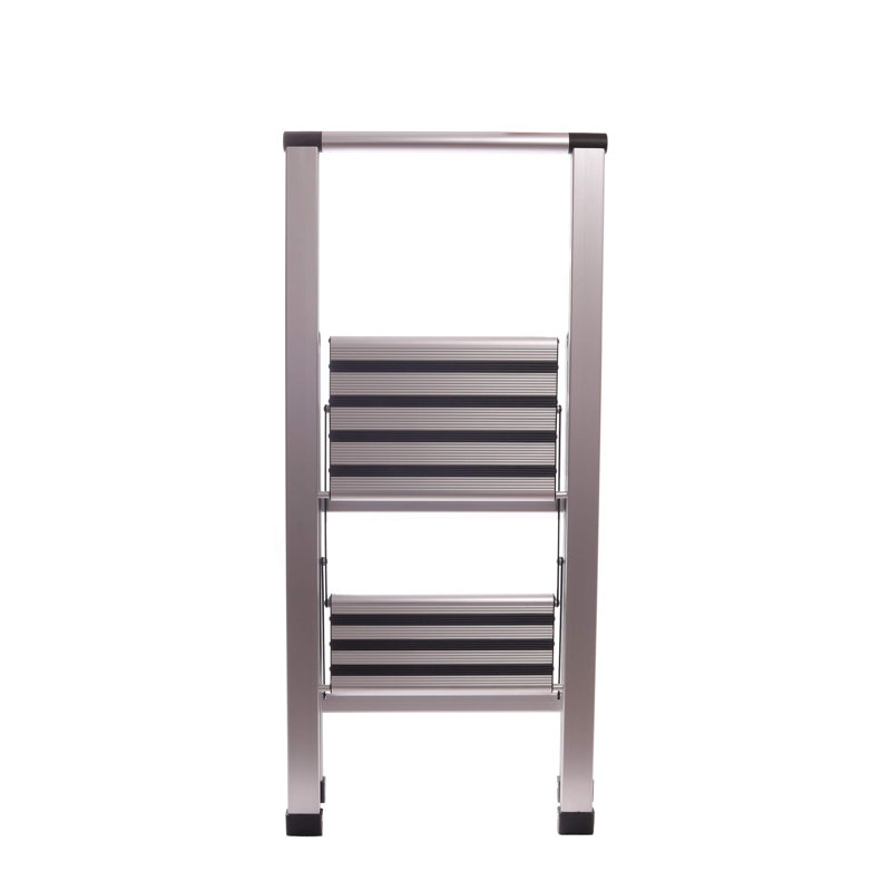 Échelle moderne en aluminium 2 marches Sorfey Premium. Léger, profil ultra mince, marches antidérapantes, robuste et portable pour la maison, le bureau, la cuisine, la photographie, finition en aluminium