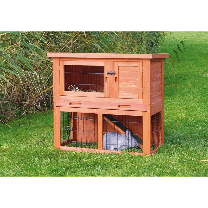 Weatherproof Outdoor Wooden 2-Story Guinea Pig Hutch with Run