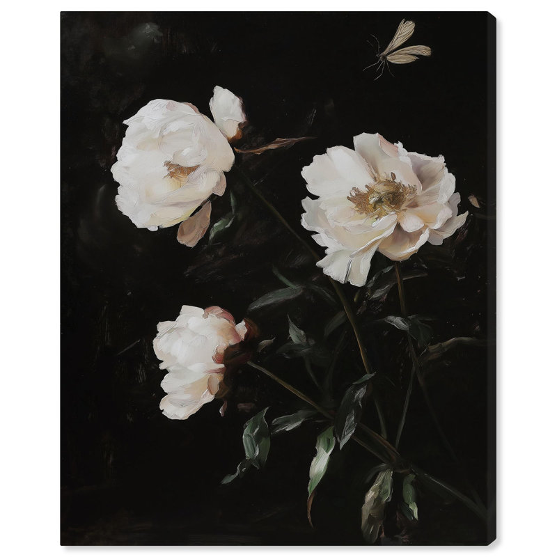 Peony Nocturne sur toile, fleurs élégantes et foncées par Art Remedy, H 45 po x l 36 po, Toile tendue avec châssis