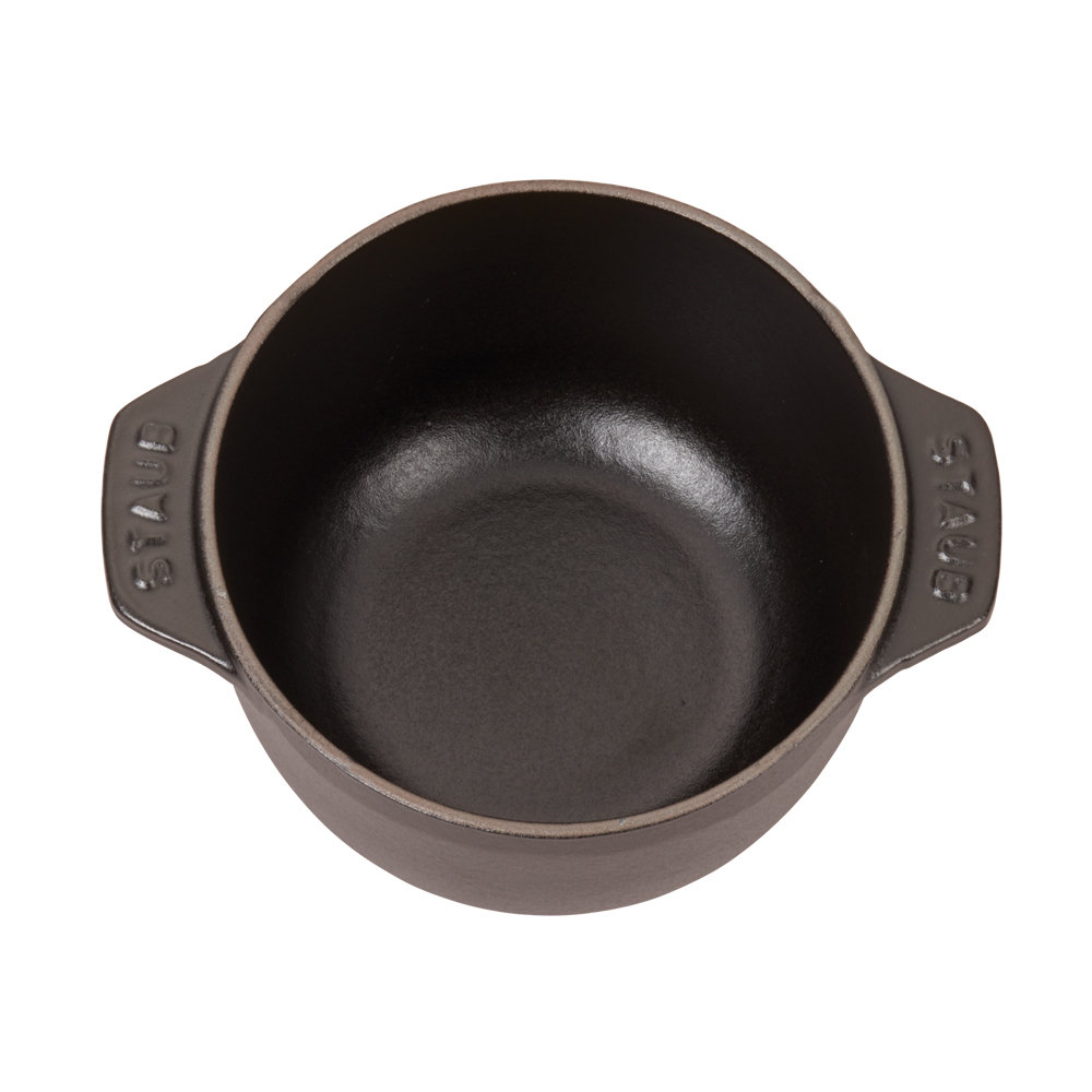 Staub Enameled Cast Iron Dutch Oven, Black Matte, .77 quarts