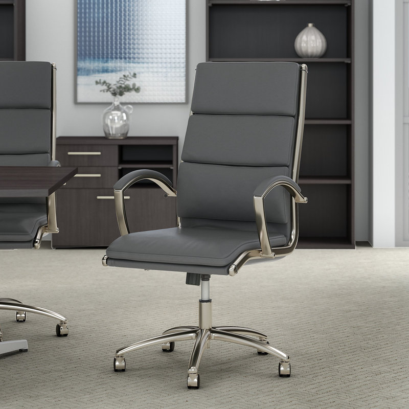 Fauteuil de conférence en similicuir BBF, Gris foncé, Chrome Steel