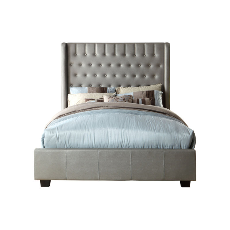 Lit tapissier Estelle, Grand lit, Argent argent