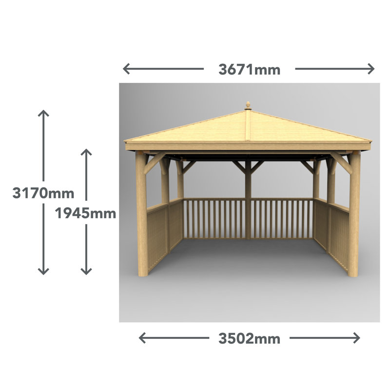 3.5m x 3.5m Wooden Gazebo with Timber Roof with Installation Service