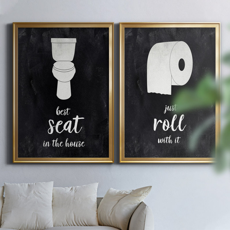 " Best Seat " 2 - Pieces, Picture Framed Canvas, 30.5" H x 85" W, Gold